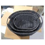 Vagusicc Wicker Basket, Set of 3 Round Storage Baskets for Organizing, Woven Paper Rope Wicker Storage Basket with Handles, Black Cube Storage Organizer Bins Baskets for Shelves & Decor, Black