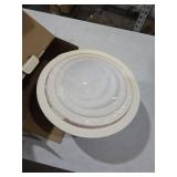 COOK WITH COLOR Mixing Bowls with Lids - 12 Piece Plastic Nesting Bowls Set includes 6 Prep Bowls and 6 Lids, Non Slip Bottom and Embossed Design - Microwave Safe (Cream)