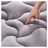 SLEEP ZONE Full Size Mattress Pad, Cooling Mattress Topper, Quilted Fitted Mattress Cover, Machine Washable Mattress Protector, Soft Fluffy Down Alternative, Deep Pocket 8~21 inch (Grey, Full)