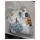 NTBED 4 Pieces Construction Toddler Bedding Set for Baby Boys,Tree Truck Vehicles Excavator Cars Printed, Includes Comforter, Flat Sheet, Fitted Sheet and Pillowcase,Light Grey