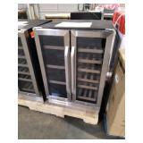 24 in.Dual Zone 18-Wine Bottles and 88-Can Built-In and Freestanding with French Door Beverage Cooler in Stainless Steel - Retail: $862