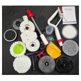 LAIFUCAMResidential Cordless Multi-Surface Floor Cleaning Mop in White with Adjustable Handle, LCD Screen, 2 in 1 Spin Scrubber - Retail: $263