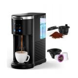 COWSARCoffee Machine 2-in-1 Single Serve Cup Drip Coffee Maker, for K-Cup Coffee Capsule Pod, Coffee Powder in Black - Retail: $94