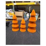 Christmas Decorations Indoor- 3 Pcs Velvet Christmas Tree,Modern Cone Ceramics Christmas Decor Tabletop Winter Home Minimalist for Holiday Entryway Table Mantel Centerpiece(Orange) - Retail: $29