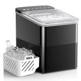 EUHOMY8.1 in. 27lb/Day Bullet Countertop Portable Ice Maker in Black - Ice Scoop, Fast Production, Self-Cleaning, Quiet - Retail: $99