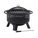 Hampton BayPiedmont 29.6 in. W Black Steel Wood Outdoor Fire Pit with Screen and Poker Included - Retail: $169