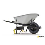 Gorilla6 cu. ft. PRO Heavy-Duty Steel Tub Wheelbarrow, Steel Braces and Handles, Easy Pivot/Dump Design, 16 in. Pneumatic Wheel - Retail: $169 (see description)