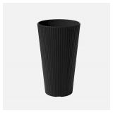 VeradekDemi Medium Black Plastic Round Planter with Drainage Holes (14.75 in. L x 14.75 in. W x 26.25 in. H - Retail: $69