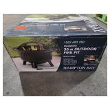 Hampton BayPiedmont 29.6 in. W Black Steel Wood Outdoor Fire Pit with Screen and Poker Included - Retail: $169