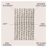 JONATHAN Y Aisha Moroccan Triangle Geometric Cream/Gray Indoor Area Rug, 3x5, Contemporary, Modern, Easy-Cleaning for Living Room, Bedroom, Kitchen, Pet Friendly, Non-Shedding (MOH206B-3)