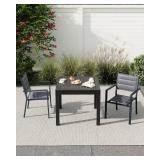 GarveeLife 4 Piece Aluminum Patio Stackable Dining Chairs Set, Outdoor Metal Lightweight Stacking Dining Chair with Textilene Fabric, for Backyard Lawn Deck Poolside Porch Bistro, Dark Grey