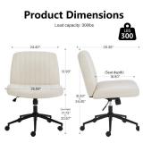 OLIXIS Criss Cross Chair with Wheels Wide Cross Legged Office Desk Vanity Chair Comfy Fabric Armless Adjustable Swivel for Home Computer Task Fabric Beige