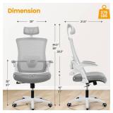 NEO Chair Ergonomic Office Desk Chair High Back Computer Gaming Mesh Chair with Comfy Task Adjustable Arms Lumbar Support Headrest Swivel for Home Office (Grey)