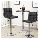 Barstools Set of 2 Modern PU Leather Adjustable Height Square Bar Stools with Square Back Bar Stool