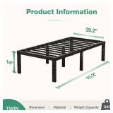 Novilla Twin Bed Frame, 14 Inch Metal Platform Bed Frame Twin Size with Storage Space Under Bed, Heavy Duty Steel Slat Support, Easy Assembly, No Box Spring Needed
