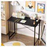 Sweetcrispy Computer Office Desk 48 Inch Student Study Writing Work with Metal Frame Wood Tabletop Modern Simple PC Home Bedroom Table - Basic Black
