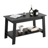 Industrial Coffee Table, 31.49\" Rustic Wood Design, Modern Farmhouse Furniture with Space-Saving, Multi-Functional 2-Tier Storage Table for Living Room, Office, Bedroom, Black