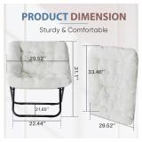DUMOS Comfy Chair for Adults, Soft Faux Fur Folding Lounge for Bedroom Living Room Dorm Rooms Flexible Reading Chair for Teens, Large Size Foldable (Square-Creamy)