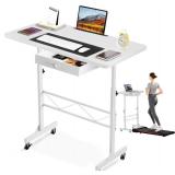 COMHOMA Small Standing Desk Adjustable Height Small Computer Desk Mobile Portable Rolling Laptop Table with Wheels 32\" Computer Workstation Sit Stand Desks Portable Standing Table Treadmill desks