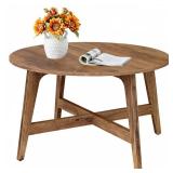 VASAGLE MAEZO Collection - Round Coffee Table, 31.5-Inch Center Table, Tapered Legs, Curved Transitions, Easy to Assemble, for Living Room, Honey Brown ULCT251KB01S