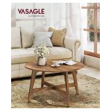 VASAGLE MAEZO Collection - Round Coffee Table, 31.5-Inch Center Table, Tapered Legs, Curved Transitions, Easy to Assemble, for Living Room, Honey Brown ULCT251KB01S