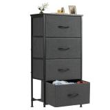 Sweetcrispy Nightstand Small Bedroom Dresser with 4 Fabric Drawers,Bed Side Furniture End Table, Wooden Top Cabinet Night Stand Dresser for Closet, Entryway, Dorm, Grey