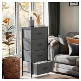Sweetcrispy Nightstand Small Bedroom Dresser with 4 Fabric Drawers,Bed Side Furniture End Table, Wooden Top Cabinet Night Stand Dresser for Closet, Entryway, Dorm, Grey