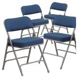 Flash Furniture 2 Pack HERCULES Series Premium Curved Triple Braced & Double Hinged Navy Fabric Metal Folding Chair