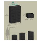 SONGMICS Dresser for Bedroom, Chest of Drawers, Steel, MDF, 10 Non-Woven Fabric Drawers, Storage Organizer Unit, Closet, Entryway, Rustic Brown and Ink Black ULGS125B01S