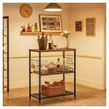 VASAGLE Bakers Rack, Kitchen Shelf, Kitchen Island, Microwave Oven Stand with 3 Open Shelves, 6 Hooks, Metal Frame, 15.7 x 31.5 x 35.4 Inches, Industrial, Rustic Brown and Black UKKI002B01