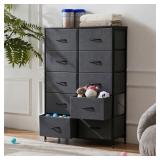 Sweetcrispy Dresser, Tall Dresser for Bedroom, Drawer Dresser Organizer Storage Drawers with 10 Drawers, Chest of Drawers with Fabric Bin, Steel Frame, Wood Top for Bedroom, Closet, Entryway