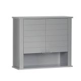 RiverRidge Madison Two-Door Over The Toilet Storage Cabinet Gray Wall Mounted Medicine Cabinet with Adjustable Shelves, Modern Flat Handles & Horizontal Grooved Aesthetic