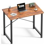 DUMOS 32 in Small Computer Desk for Home Office, Modern Study Work Table Simple Style for Bedroom, Writing Desks with X-Shaped Reinforcement, Rust
