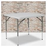 Flash Furniture 2.79-Foot Square Height Adjustable Granite White Plastic Folding Table
