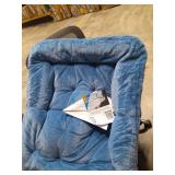 GAOMON Comfy Saucer Chairs for Adults, Foldable Living Room Chairs, Faux Fur Lazy Chair with Metal Frame, 300 LB Capacity, No Assembly Required for Bedroom, Dorms, Apartments, Blue