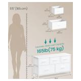 SONGMICS Dresser for Bedroom, Chest of Drawers, Steel, MDF, 5 Non-Woven Fabric Drawers, Storage Organizer Unit, Closet, Entryway, Cloud White and Snow White ULGS322W01S