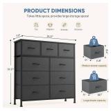 DUMOS 9 Drawer Dresser, Fabric Storage Organizer with Sturdy Metal Frame and Wooden Top, Modern Chest of Drawers for Bedroom Closet Entryway,Grey
