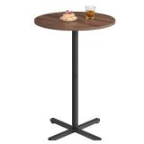 VASAGLE Round Cocktail Table, High Top Bar Pub Table with Metal Frame and Cross Base, for 2-3 People, Modern, Easy to Assemble, 23.6 x 41.1 Inches, Natural Walnut ULBT361K01V1