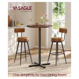 VASAGLE Round Cocktail Table, High Top Bar Pub Table with Metal Frame and Cross Base, for 2-3 People, Modern, Easy to Assemble, 23.6 x 41.1 Inches, Natural Walnut ULBT361K01V1