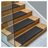 Ottomanson Bullnose Stair Treads Outdoor  Ribbed Heavy-Duty Non-Slip Stair Mats Best Grip on Concrete, Brick & Textured Step Fastening Required for Wooden & RV Steps, Pack of 5