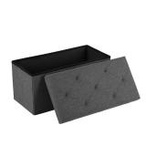 DUMOS 30in Foldable Storage Ottoman Bench, Storage Chest, End of Bed Foot Rest Stool with Padded Seat, Bedroom Bench for Living Room, Bedroom, Support 660lbs, Grey