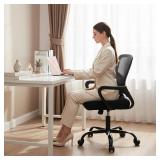 DUMOS Home Office Computer Chair - Ergonomic Mid Back Desk with Lumbar Support and Rocking Mode, Height Adjustable with Fixed Armrest, for Conference Meeting Room, 360° Swivel, Adults, Black