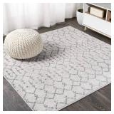 JONATHAN Y Boho Vintage Diamond Cream/Gray Square Area Rug 4X4 ft, Moroccan Hype for Living Room, Bedroom, Kitchen, Office, Easy-Cleaning, High Traffic, Pet-Friendly, Non-Shedding (MOH101B-4SQ)