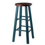 Winsome Wood Ivy Bar Stool, Rustic Teal and Walnut, 29"