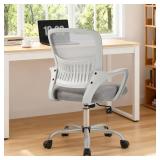 Sweetcrispy Home Office Managerial Executive Chair, Ergonomic Mesh Adjustable Swivel Mid-Back Computer Desk Chair with Comfortable Lumbar Support, Comfy Arms for Bedroom,Study