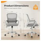 Sweetcrispy Home Office Managerial Executive Chair, Ergonomic Mesh Adjustable Swivel Mid-Back Computer Desk Chair with Comfortable Lumbar Support, Comfy Arms for Bedroom,Study