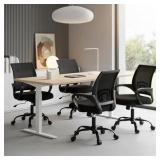 DUMOS Office Desk Chair - Ergonomic Mid Back with Lumbar Support & Rocking Mode, Height Adjustable with Fixed Armrest, Storage Back for Computer, Gaming, Conference, Meeting, 360Â° Swivel, Black