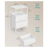 SONGMICS BELLAH Collection - Nightstand with Charging Station and App-Controlled Adjustable LED Lights, Bed Side Table, 2 Drawer and 1 Open Shelf, Bedroom, Cloud White and Snow White ULGS302WH01S