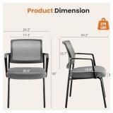 Sweetcrispy Mesh Back Stacking Arm Chairs 1 Pack, Upholstered Fabric Stack Chairs, Sturdy Metal, Easy to Use and Store, Outdoor and Indoor, for Home, Office, Party, Comfy, Grey