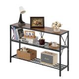 VEVOR Narrow Console Table, 41.7 Inch Entryway Table, 3-Tier Hallway Table, Sofa Table with Metal Frame, Console Tables for Entryway, Hallway, Living Room & Bedroom